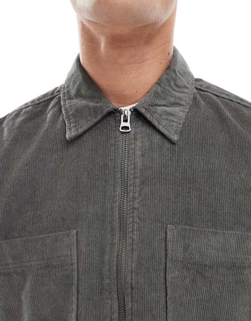 Sobrecamisa verde caqui con cremallera de pana de ONLY & SONS, 4 de 4