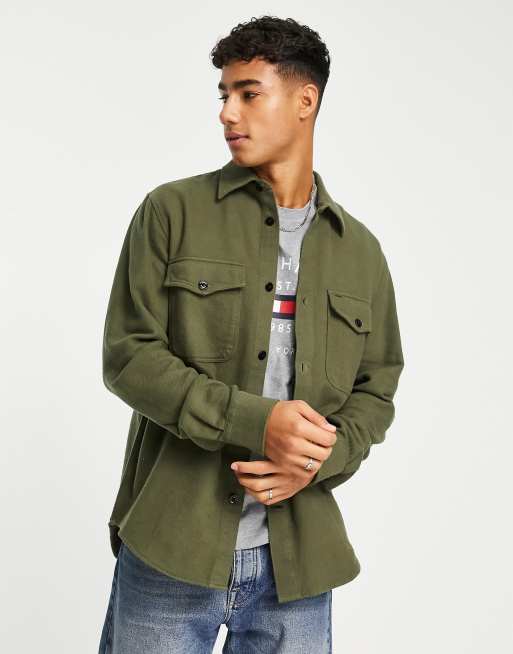 Sobrecamisa verde oscuro de algodón cepillado de Tommy Hilfiger
