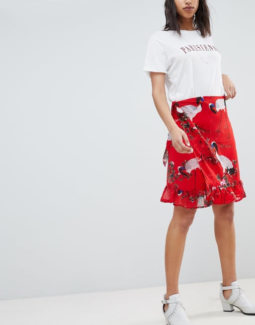Sofie Schnoor exotic bird print wrap skirt | ASOS