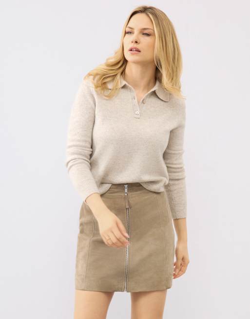 Soft touch real suede mini skirt with zip detail, 5 of 5