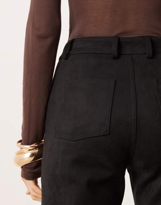 Soho Wardrobe high waisted faux-suede pants in black, 5 of 5