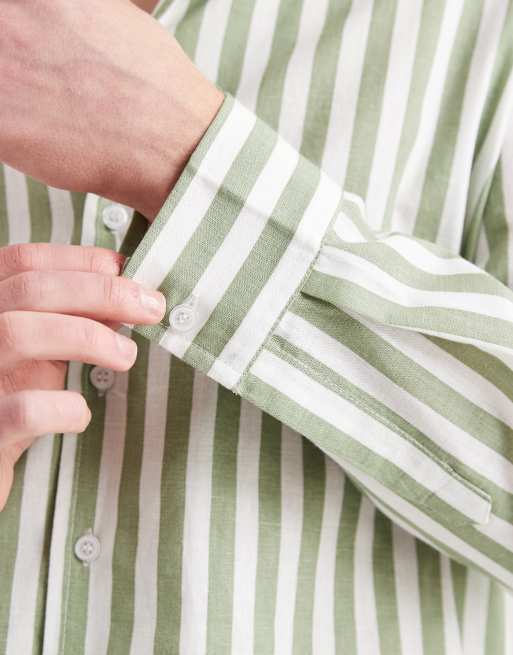Sol Beach beach shirt co-ord in green and white stripe, 5 of 5