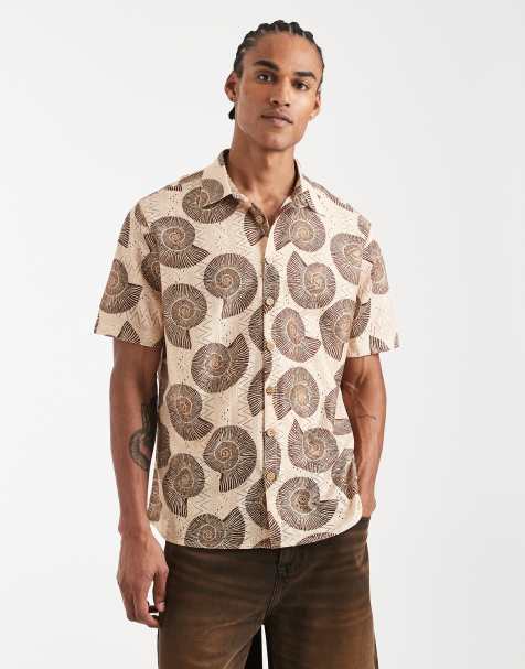 Sol Beach beach shirt in brown shell print