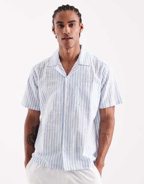 Sol Beach beach shirt in light blue stripe