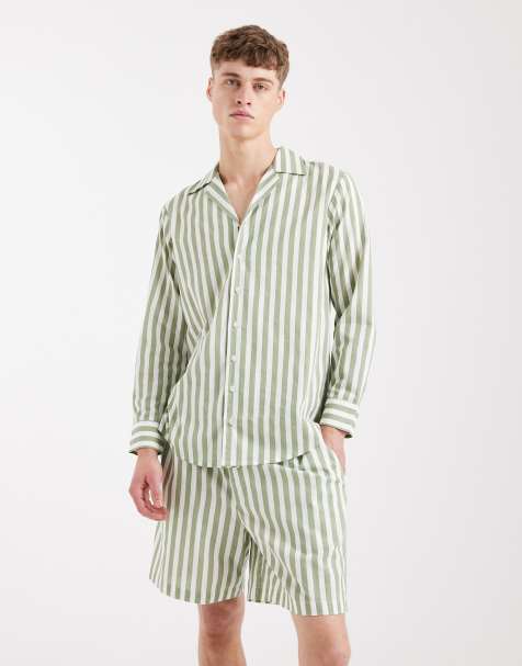 Sol Beach beach short co-ord in green and white stripe - view 1