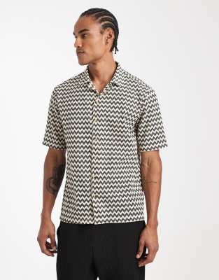 Sol Beach - Chemise de plage à chevrons - Noir