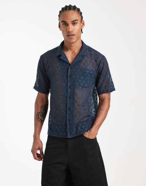 Sol Beach - Chemise de plage au crochet à broderies - Bleu marine - view 1