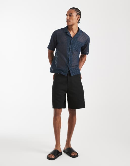 Sol Beach - Gehaakt strandoverhemd met borduursels in marineblauw, 2 van 5