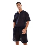 [Sol Beach] Sol Beach knit beach shorts in navy-Blue XS Light blue