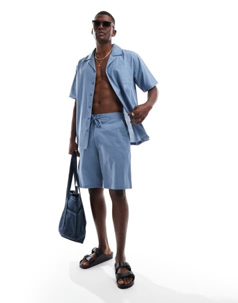 Sol Beach linen beach shorts in slate grey - view 1