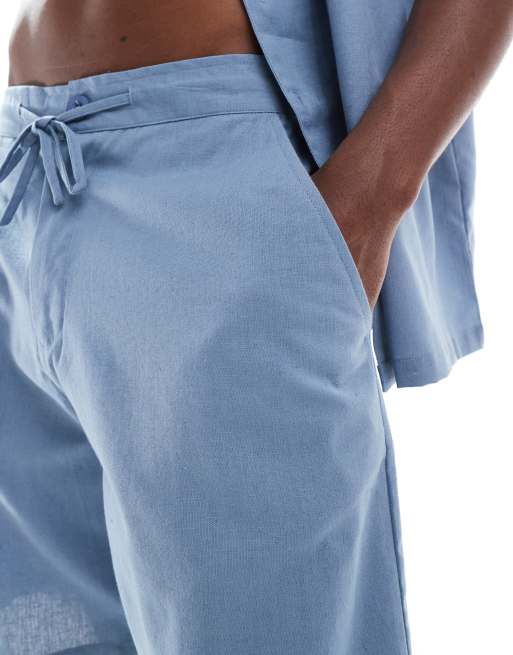 Sol Beach linen blend beach shorts in slate gray