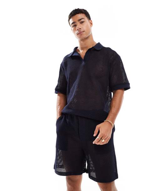 Sol Beach – Marinblå, stickade strandshorts - view 1