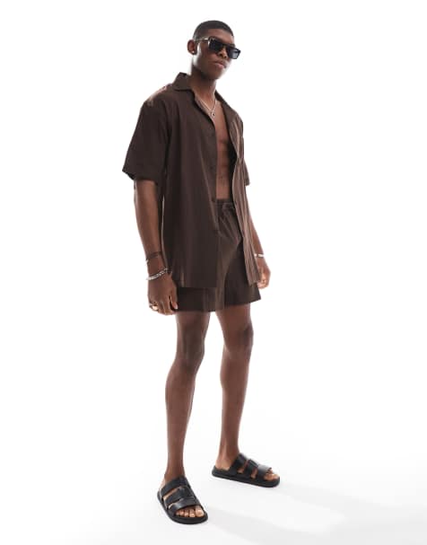 Sol Beach - Strand co-ord set met textuur in bruin - view 1