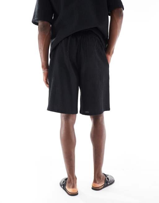 Sol Beach – Strand-Shorts in Schwarz mit Waffelstruktur, 4 von 5