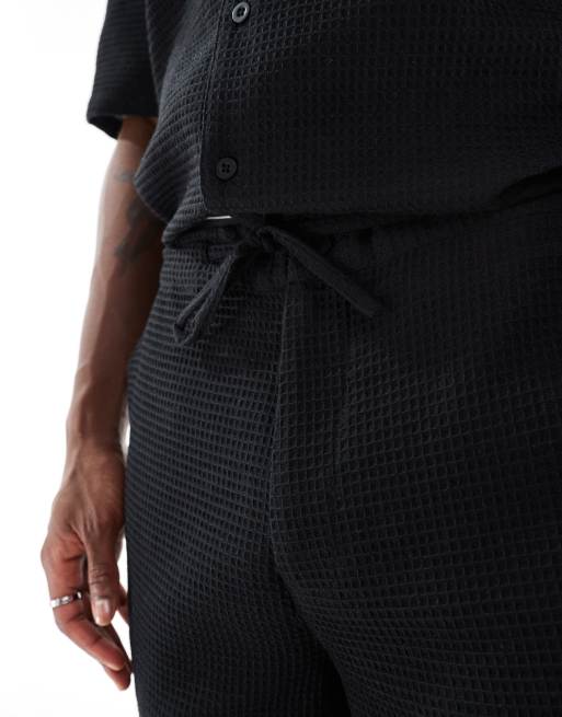 Sol Beach - Strandshort met wafelstructuur in zwart, 2 van 5