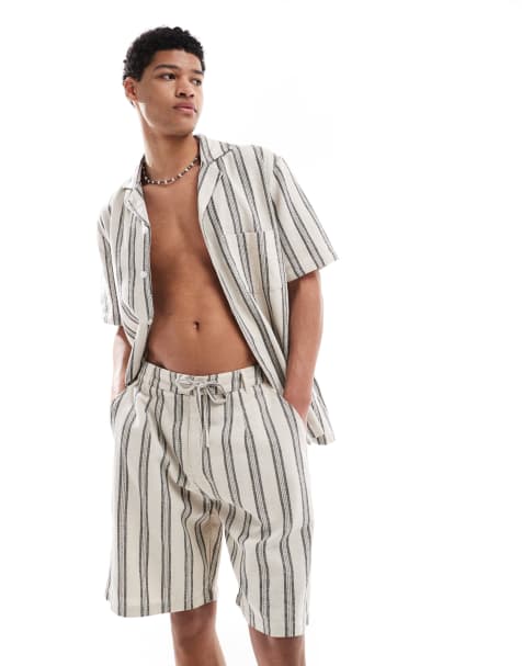 Sol Beach stripe crochet beach co-ord in grey and white - view 1