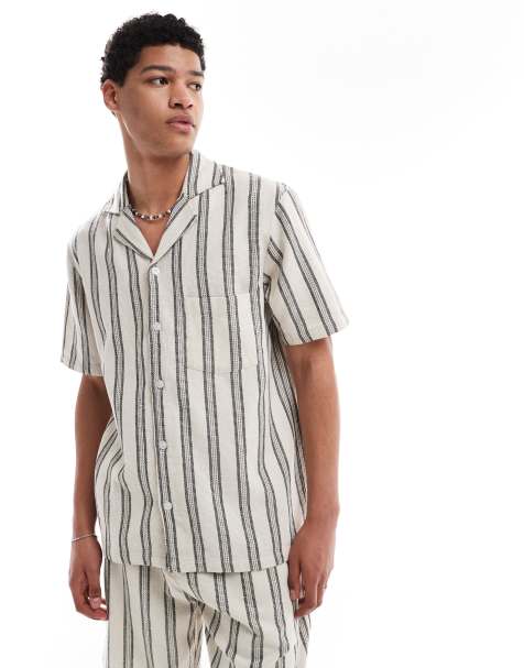 Sol Beach stripe crochet beach shirt in grey and white - view 1