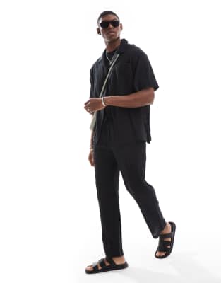 Sol Beach Textured Beach Pants In Black