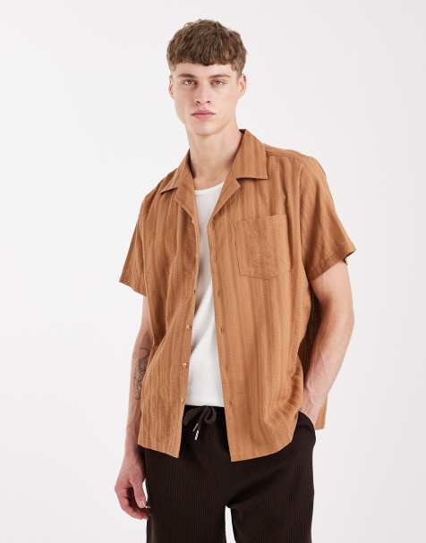Sol Beach textured beach shirt in light brown