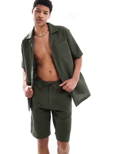 Sol Beach waffle beach co-ord in khaki - view 1