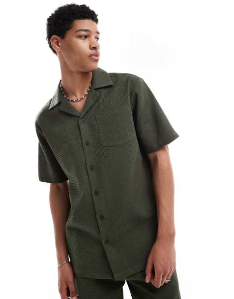 Sol Beach waffle beach shirt in khaki - view 1