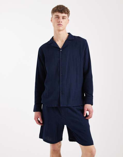 Sol Beach waffle beach short co-ord in navy - view 1