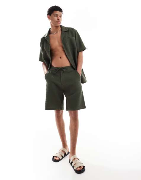 Sol Beach waffle beach short in khaki - view 1