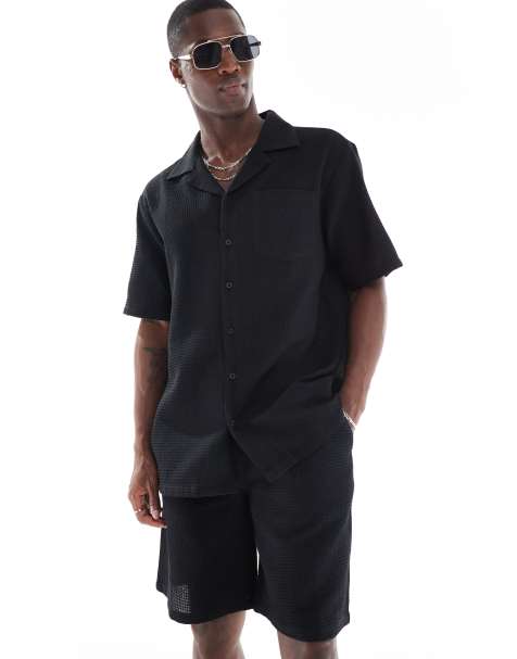 Sol Beach waffle beach shorts in black - view 1