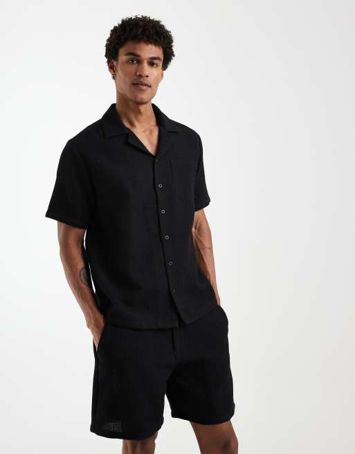 Sol Beach waffle beach shorts in black, 2 of 5