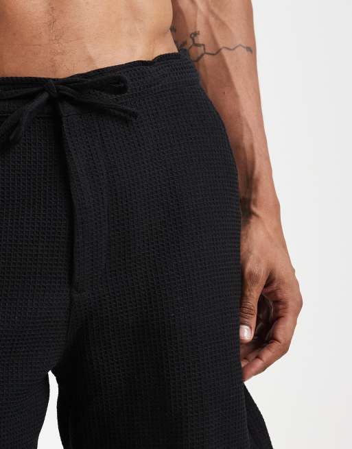 Sol Beach waffle beach shorts in black, 5 of 5