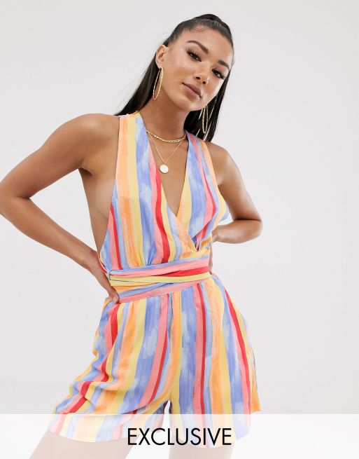 Sole East by Onia Exclusive Amelia romper in paint stripe print ASOS