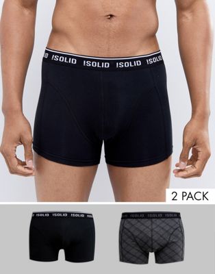 Solid – Grå/svarta 2-pack boxershorts-Flerfärgad