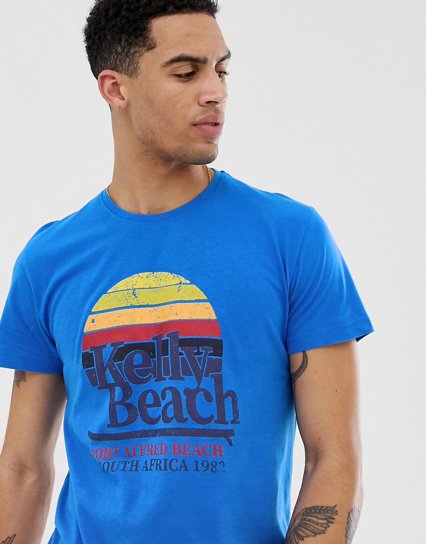 Solid – Kelly – T-shirt med strandtryck-Blå