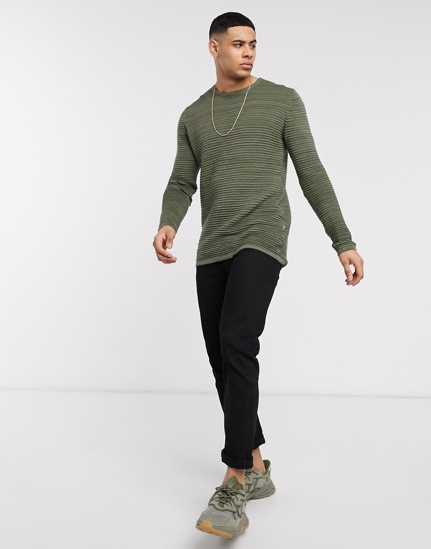 Solid knitted jumper in khaki-Green