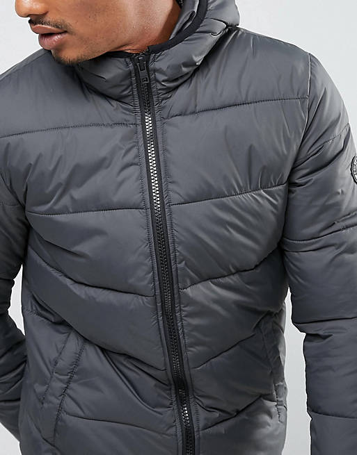 Solid Padded Jacket With Hood