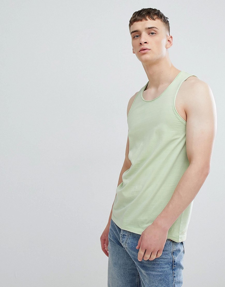 Solid Racer Vest with Raw Edge-Green