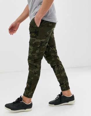 mens slim camo cargo pants