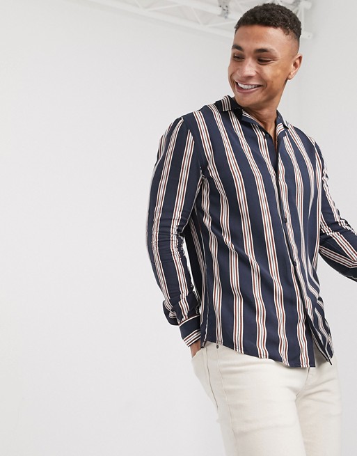 Solid stripe shirt in blue