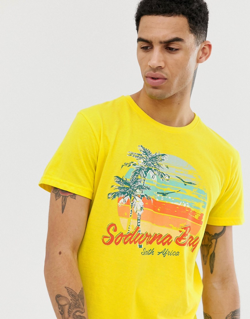 Solid - T-shirt con stampa South Africa Beach-Giallo