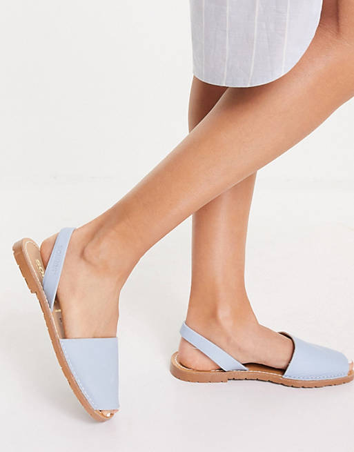 Solillas – Jasnoniebieskie skórzane sandały minorki