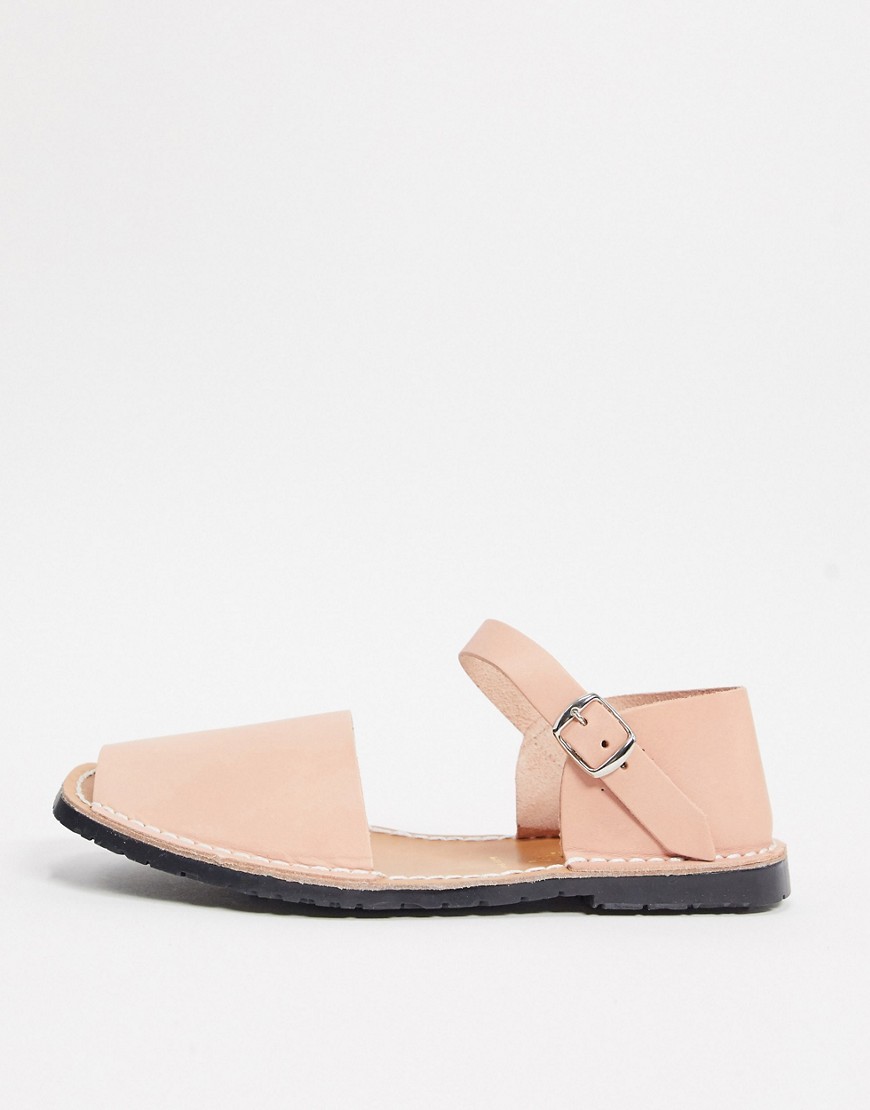 Solillas leather menorcan sandals with ankle clasp in pink