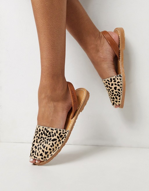 Solillas leopard print leather Menorcan sandals