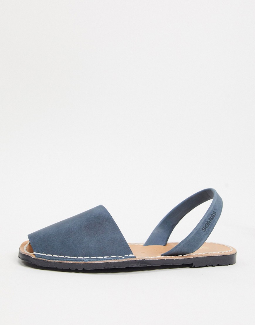 Solillas – Marinblå Menorca-sandaler i läder