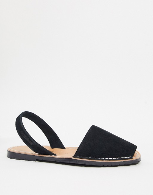 Solillas suede menorcan sandals in black | ASOS