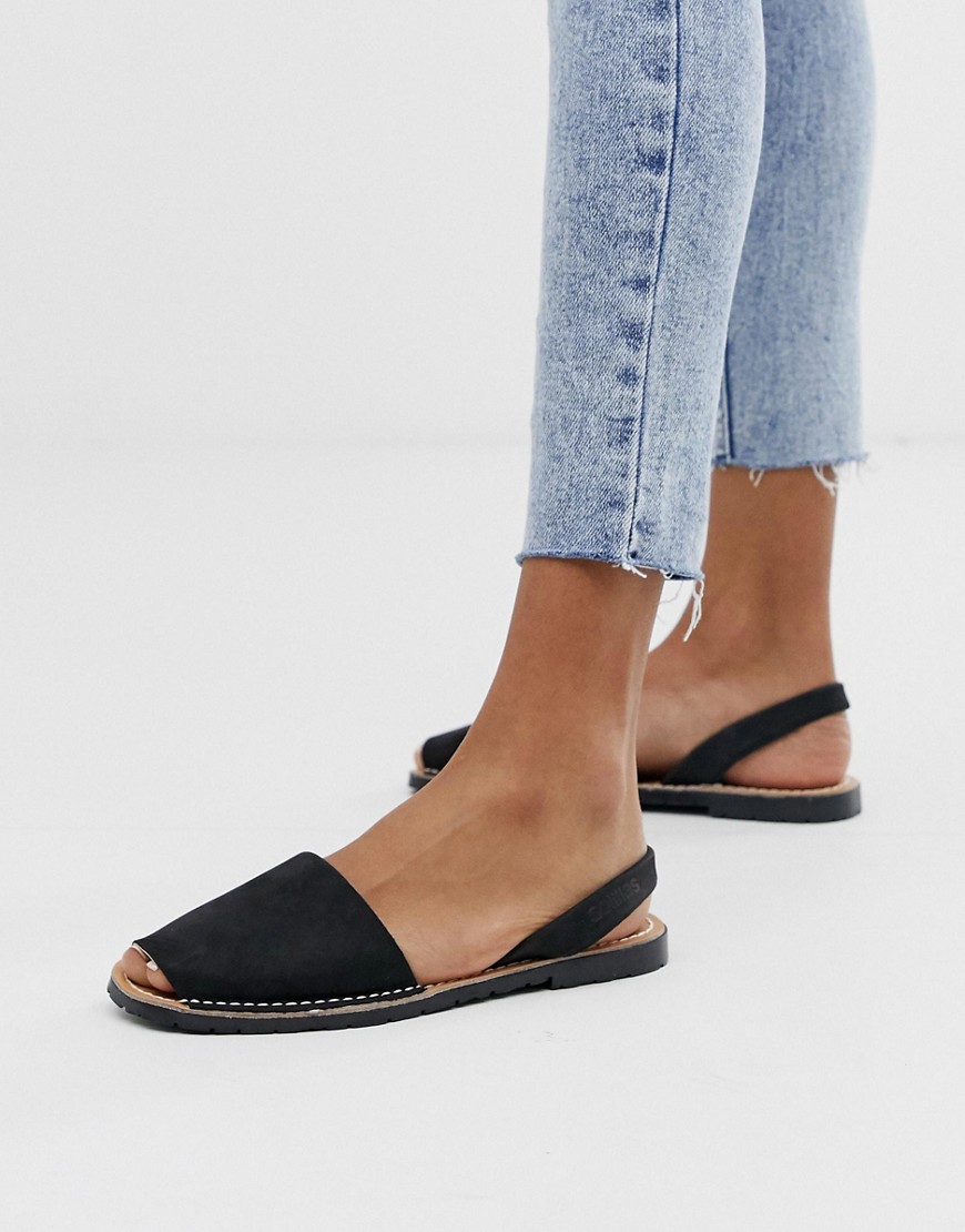 Solillas – Svarta Menorca-sandaler i läder