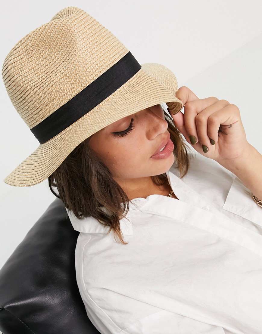фото Солнцезащитная шляпа натурального цвета с черной лентой french connection-многоцветный