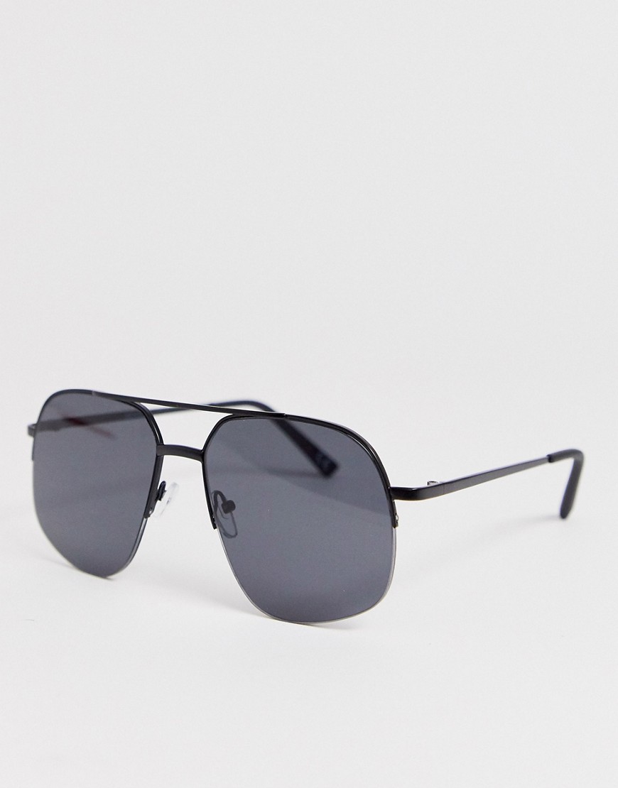 фото Солнцезащитные очки-авиаторы с черными стеклами в полуоправе asos design-черный