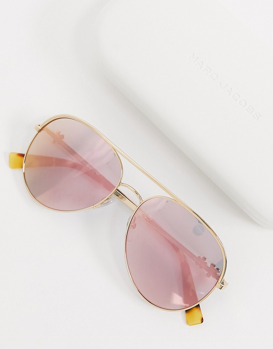 фото Солнцезащитные очки-авиаторы с розовыми стеклами и золотистой оправой marc jacobs-золотистый