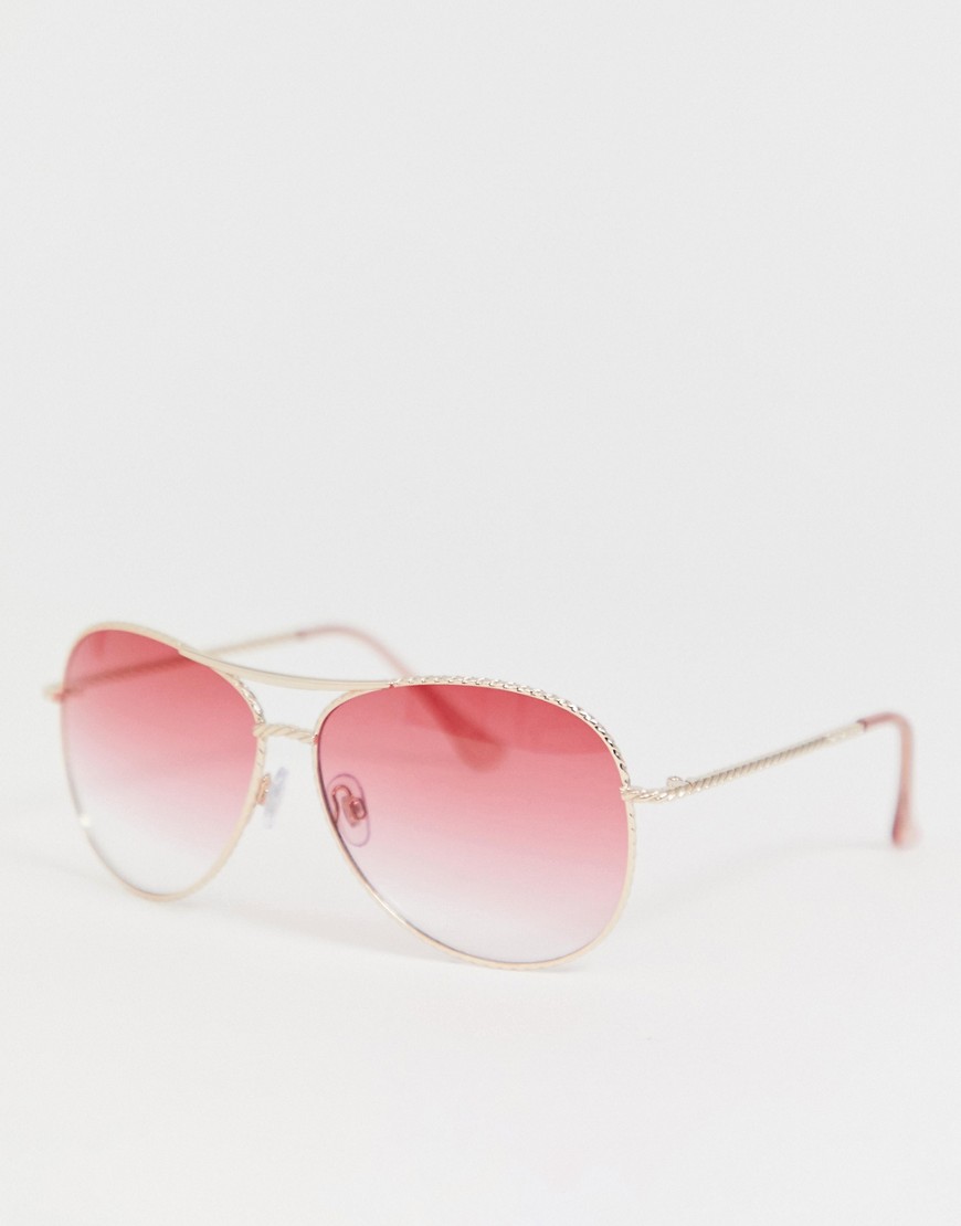 фото Солнцезащитные очки-авиаторы с розовыми стеклами river island-медный