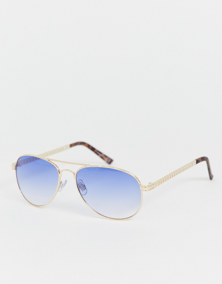 фото Солнцезащитные очки-авиаторы с синими стеклами river island-золотой